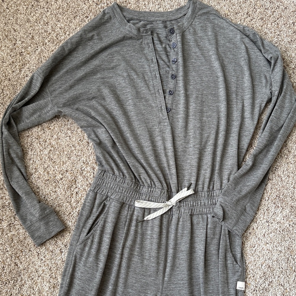 Vuori Charcoal Jumpsuit with Drawstring Waist